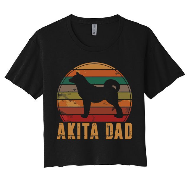 Retro Akita Dad Gift Akita Daddy Dog Owner Pet Father Crop Top