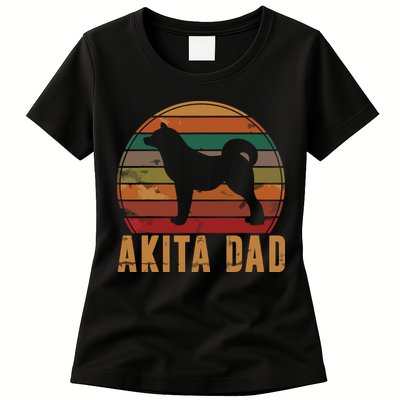 Retro Akita Dad Gift Akita Daddy Dog Owner Pet Father Womens T-Shirt