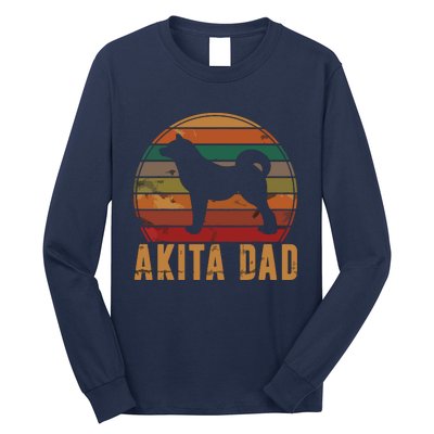 Retro Akita Dad Gift Akita Daddy Dog Owner Pet Father Long Sleeve Shirt