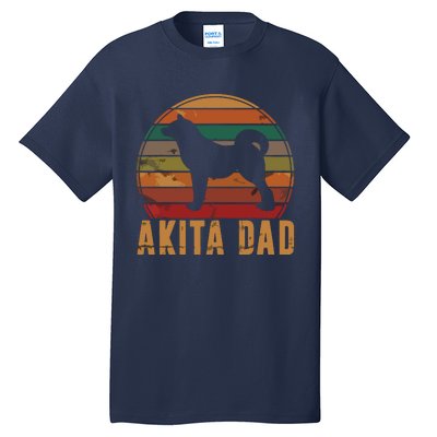 Retro Akita Dad Gift Akita Daddy Dog Owner Pet Father Tall T-Shirt