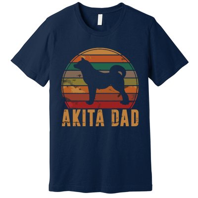 Retro Akita Dad Gift Akita Daddy Dog Owner Pet Father Premium T-Shirt