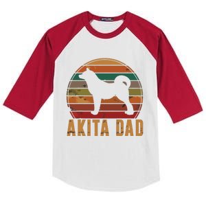 Retro Akita Dad Gift Akita Daddy Dog Owner Pet Father Kids Colorblock Raglan Jersey