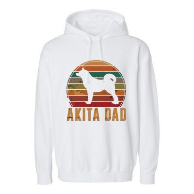 Retro Akita Dad Gift Akita Daddy Dog Owner Pet Father Garment-Dyed Fleece Hoodie