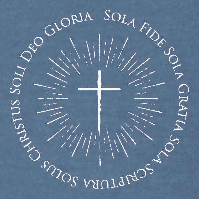 Reformation Anniversary Design With 5 Solas Cross Garment-Dyed Sweatshirt