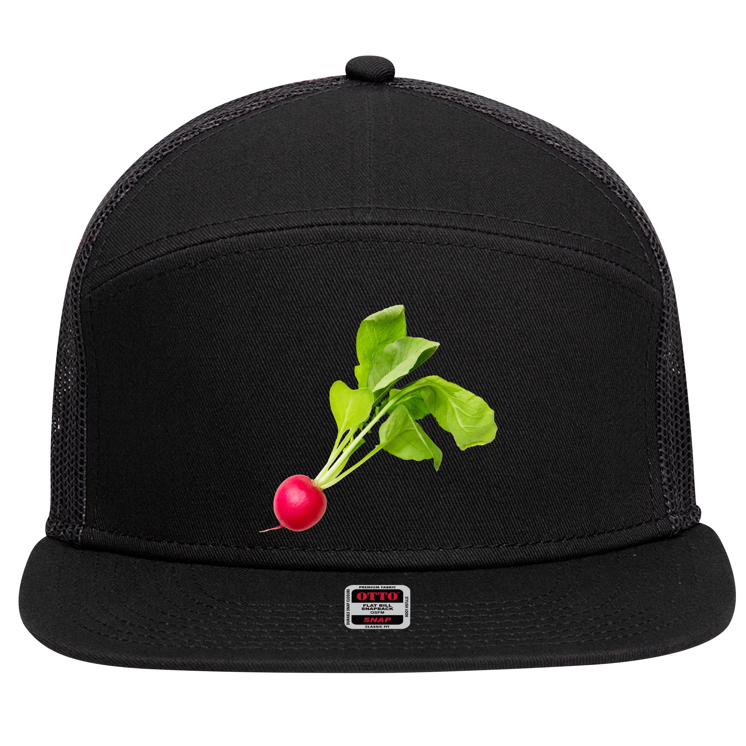 Radish 7 Panel Mesh Trucker Snapback Hat