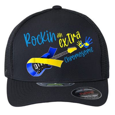 Rockin’ An Extra Chromosome Rock Guitar Down Syndrome T21 Gift Flexfit Unipanel Trucker Cap