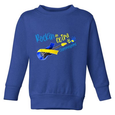 Rockin’ An Extra Chromosome Rock Guitar Down Syndrome T21 Gift Toddler Sweatshirt