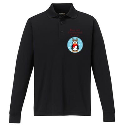 Rare And Endangered Animals The Rein Christmas Design Performance Long Sleeve Polo