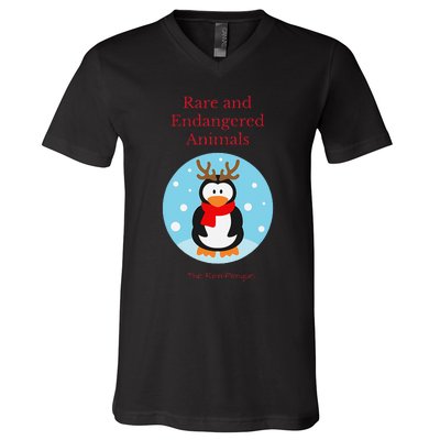 Rare And Endangered Animals The Rein Christmas Design V-Neck T-Shirt