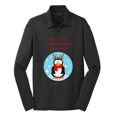 Rare And Endangered Animals The Rein Christmas Design Silk Touch Performance Long Sleeve Polo