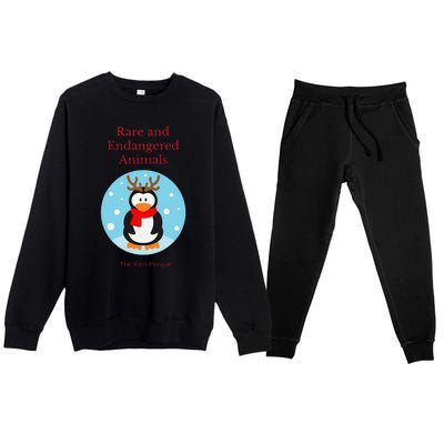 Rare And Endangered Animals The Rein Christmas Design Premium Crewneck Sweatsuit Set