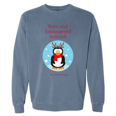 Rare And Endangered Animals The Rein Christmas Design Garment-Dyed Sweatshirt