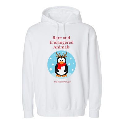 Rare And Endangered Animals The Rein Christmas Design Garment-Dyed Fleece Hoodie