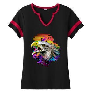 Realistic Abstract Eagle Ladies Halftime Notch Neck Tee