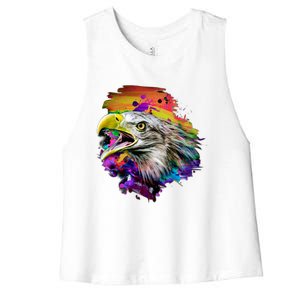 Realistic Abstract Eagle Women's Racerback Cropped Tank