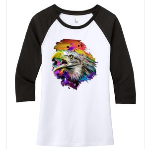 Realistic Abstract Eagle Women's Tri-Blend 3/4-Sleeve Raglan Shirt