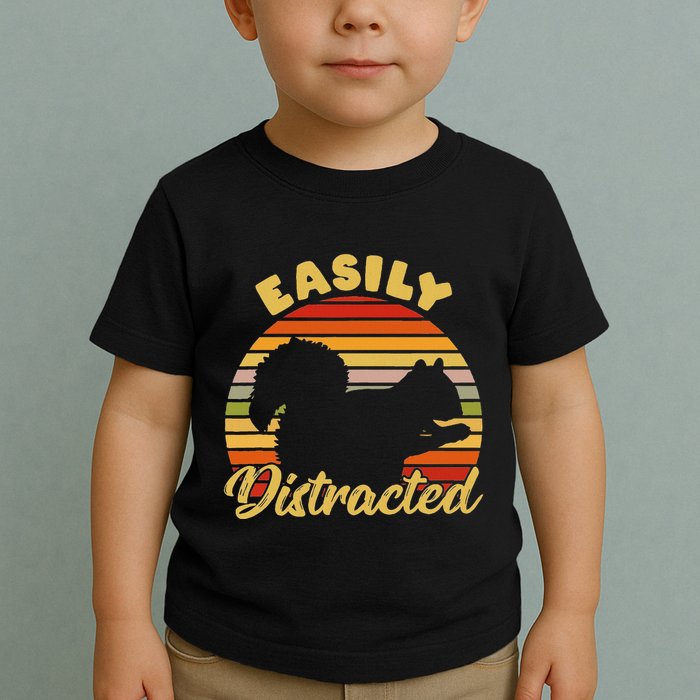 Retro Adhd Easily Distracted Squirrel Vintage Neurodiverse Toddler T-Shirt