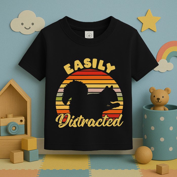 Retro Adhd Easily Distracted Squirrel Vintage Neurodiverse Toddler T-Shirt