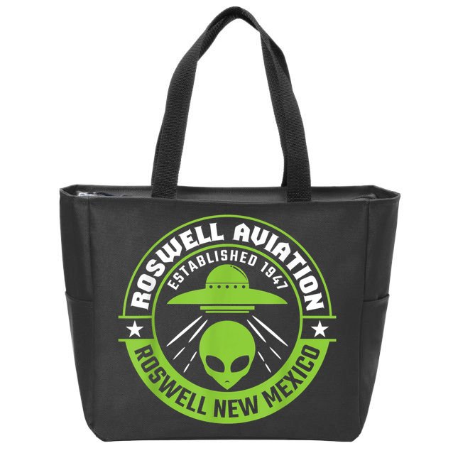 Roswell Aviation Established 1947 Roswell Alien Zip Tote Bag