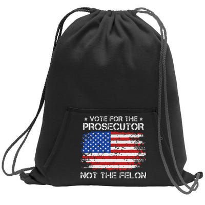 Retro American Flag Vote For The Prosecutor Not The Felon Sweatshirt Cinch Pack Bag