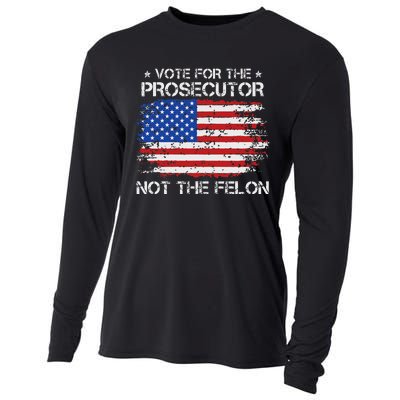 Retro American Flag Vote For The Prosecutor Not The Felon Cooling Performance Long Sleeve Crew