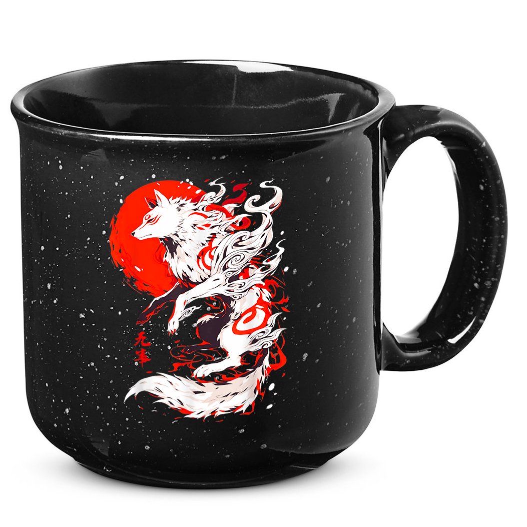 Retro Animal Funny Fox Vintage Okami Basic Japan 15oz Campfire Ceramic Mug