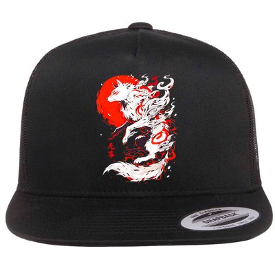 Retro Animal Funny Fox Vintage Okami Basic Japan Flatbill Hat