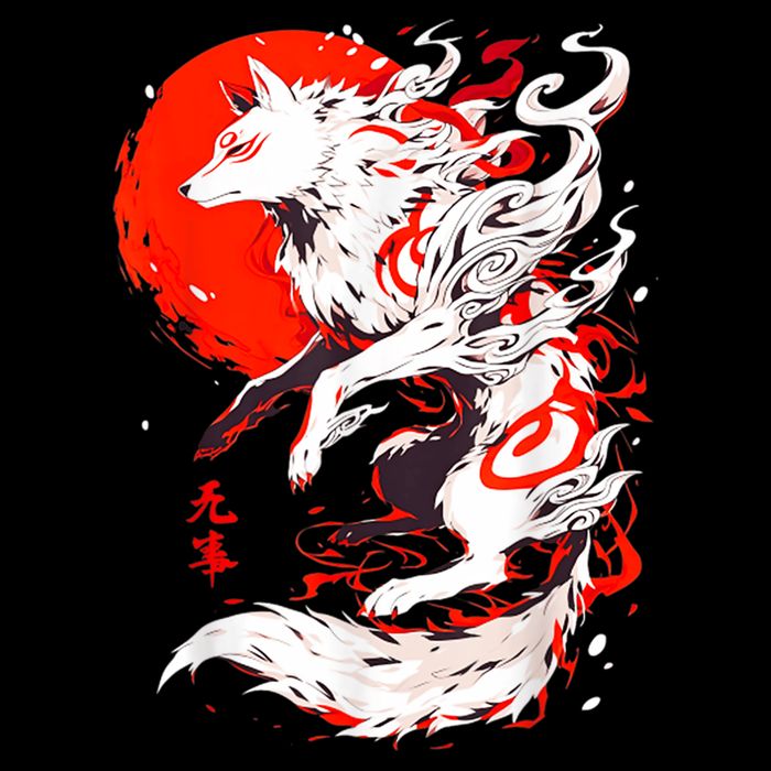 Retro Animal Funny Fox Vintage Okami Basic Japan Toddler T-Shirt