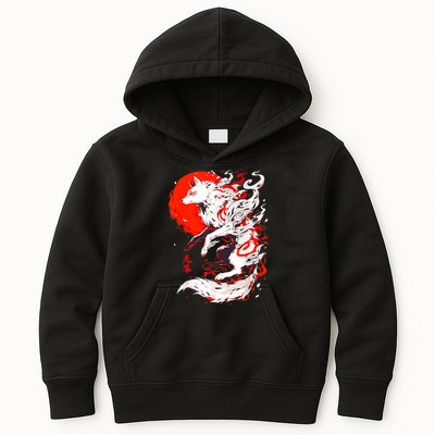 Retro Animal Funny Fox Vintage Okami Basic Japan Kids Hoodie