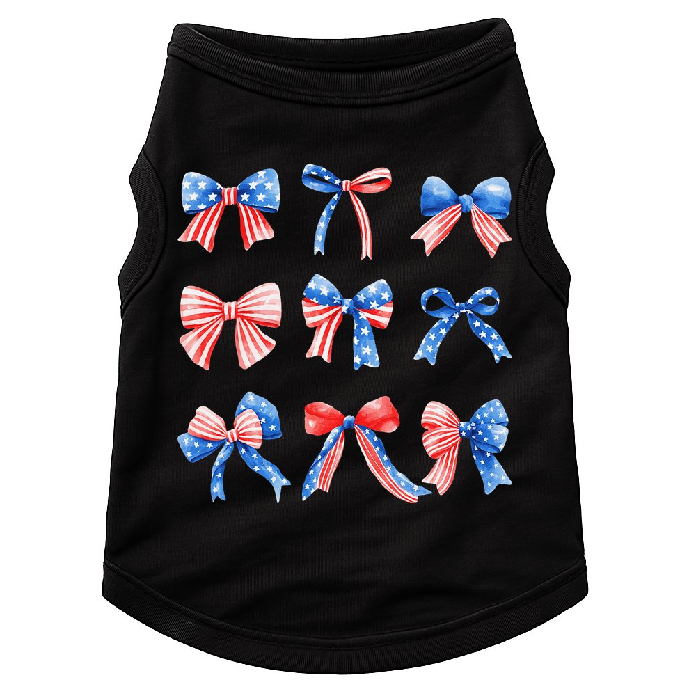 Retro American Flag Coquette Bow Patriotic 4th July Women Doggie Tank
