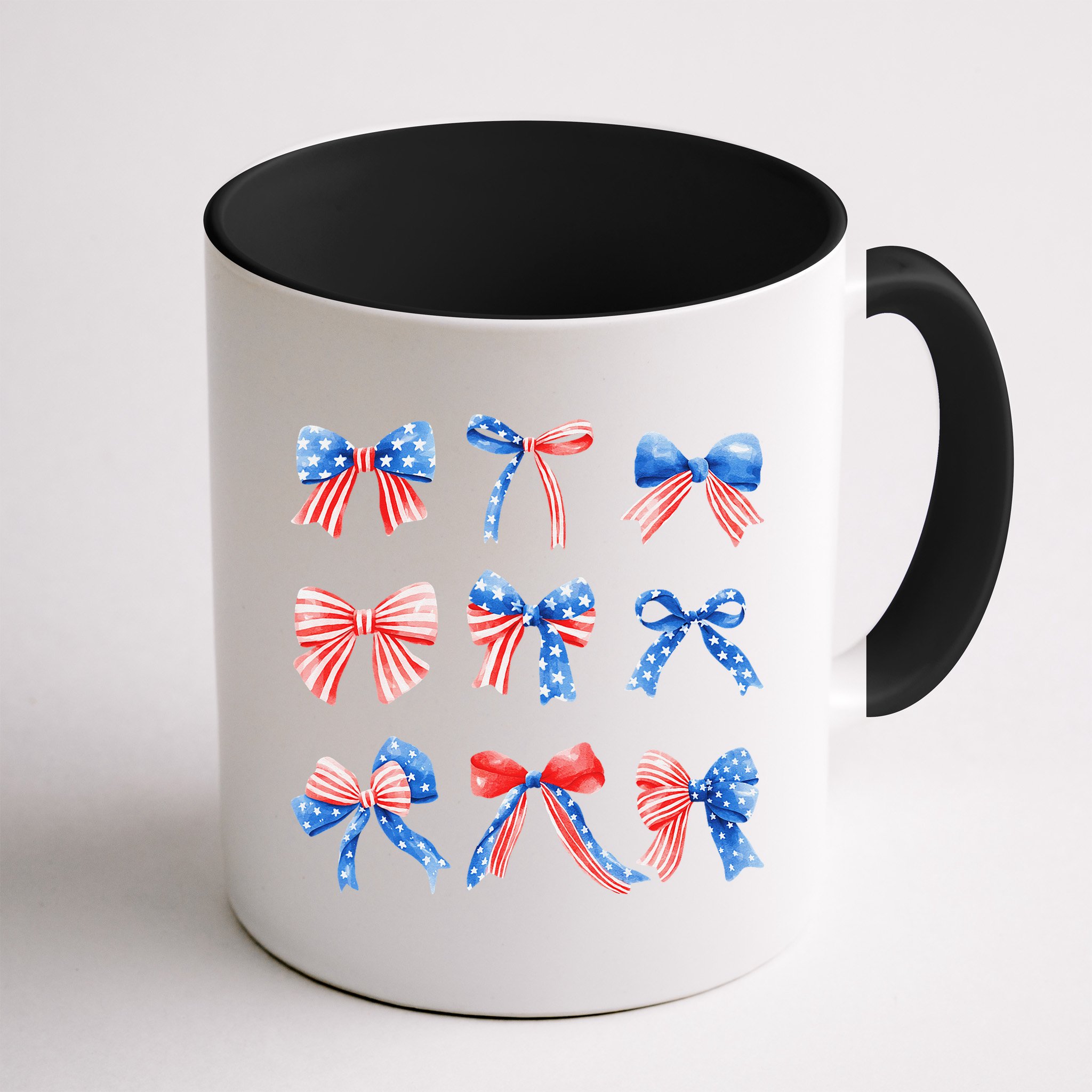 Retro American Flag Coquette Bow Patriotic 4th July Women Mug