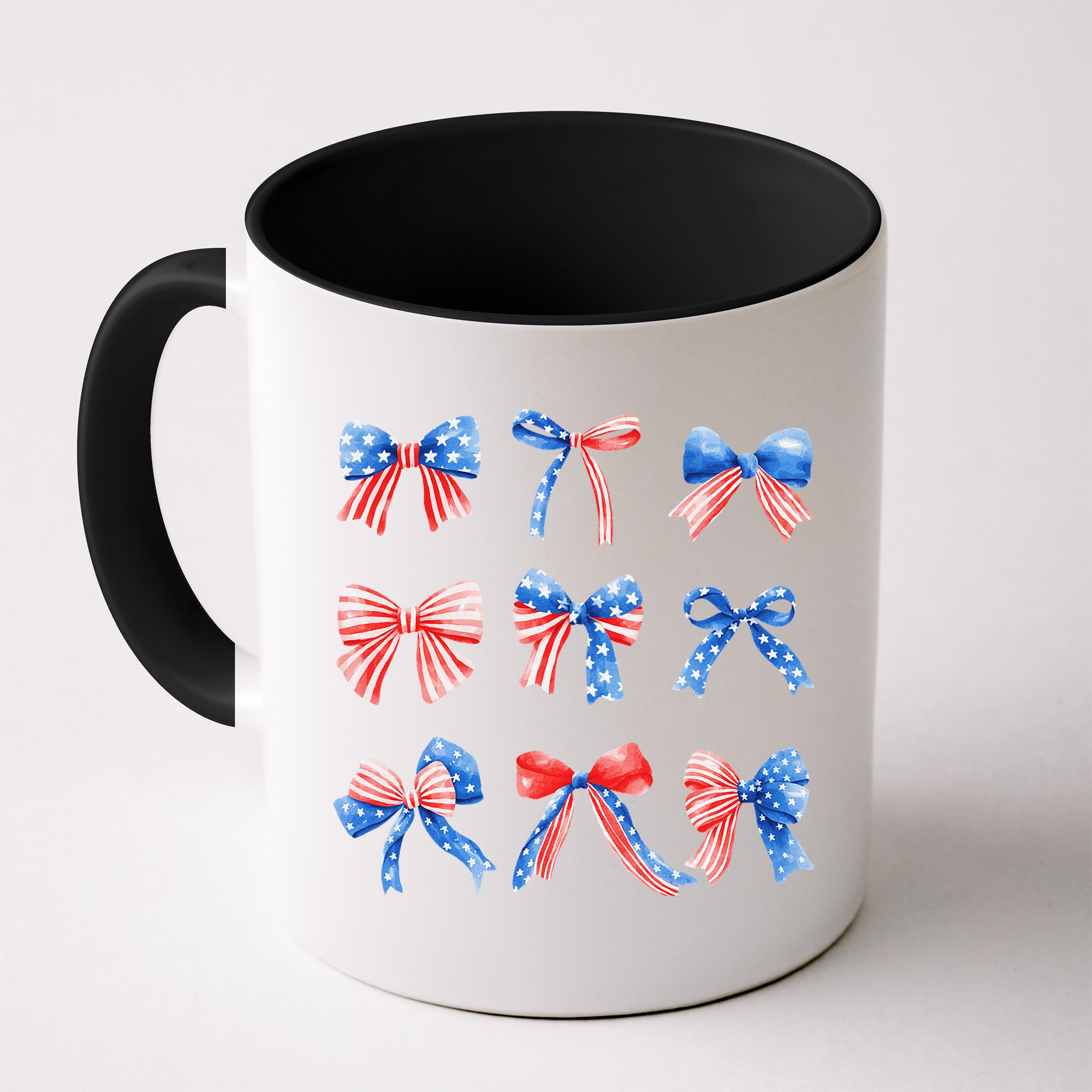 Retro American Flag Coquette Bow Patriotic 4th July Women Mug