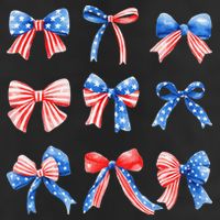 Retro American Flag Coquette Bow Patriotic 4th July Women Beanie