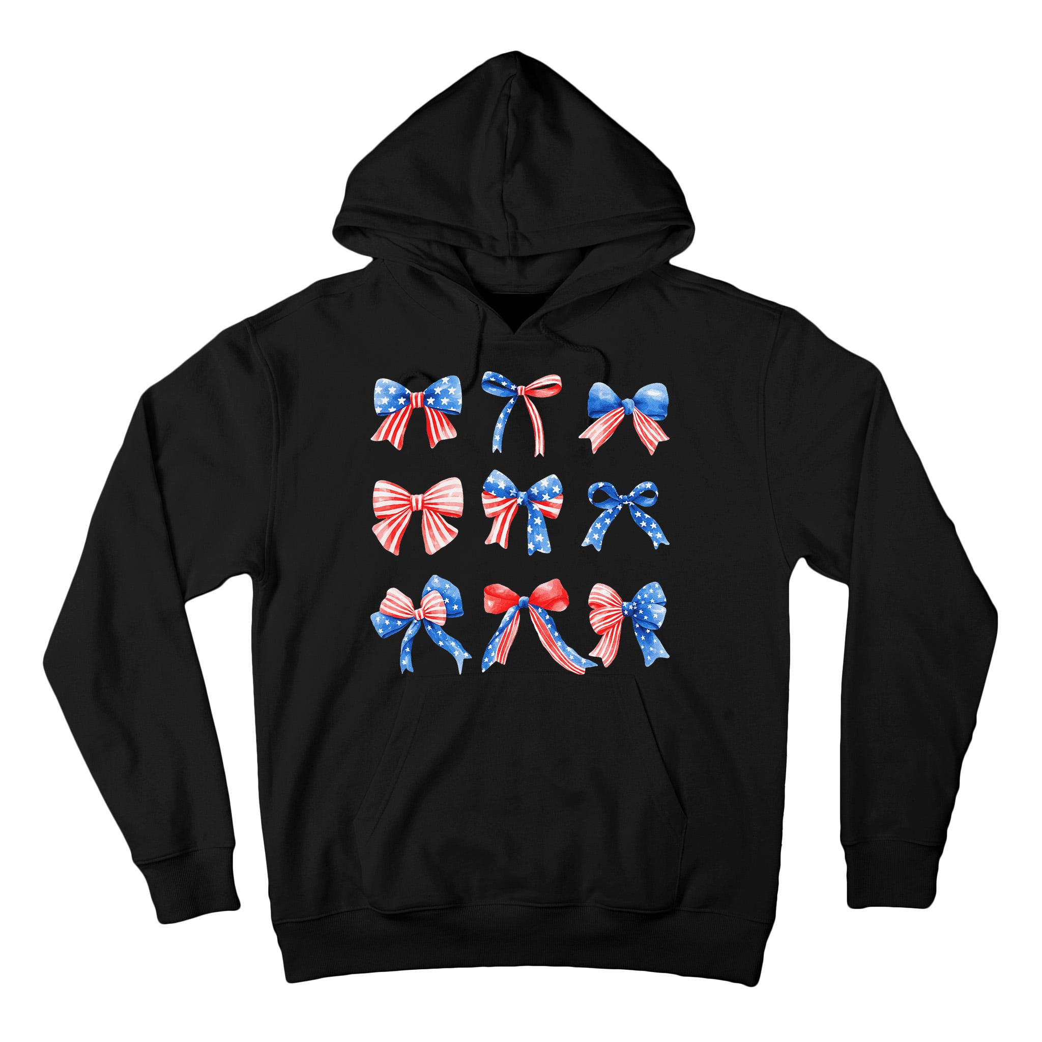 Retro American Flag Coquette Bow Patriotic 4th July Women Tall Hoodie