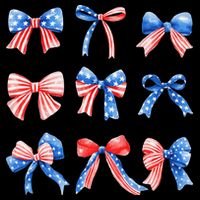 Retro American Flag Coquette Bow Patriotic 4th July Women Kids T-Shirt