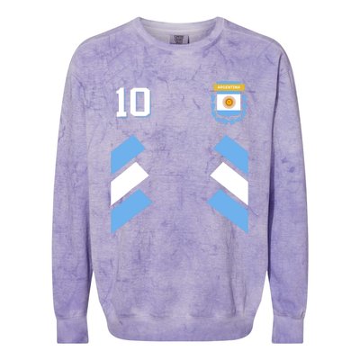 Retro10 Argentina Football Argentinian Soccer Argentina Flag Colorblast Crewneck Sweatshirt