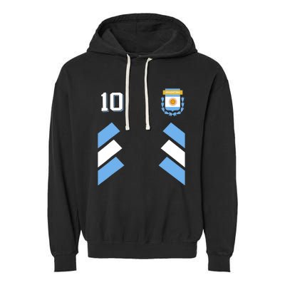 Retro10 Argentina Football Argentinian Soccer Argentina Flag Garment-Dyed Fleece Hoodie