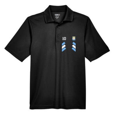 Retro10 Argentina Football Argentinian Soccer Argentina Flag Men's Origin Performance Pique Polo