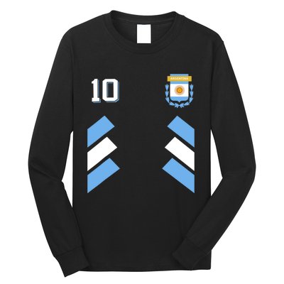 Retro10 Argentina Football Argentinian Soccer Argentina Flag Long Sleeve Shirt