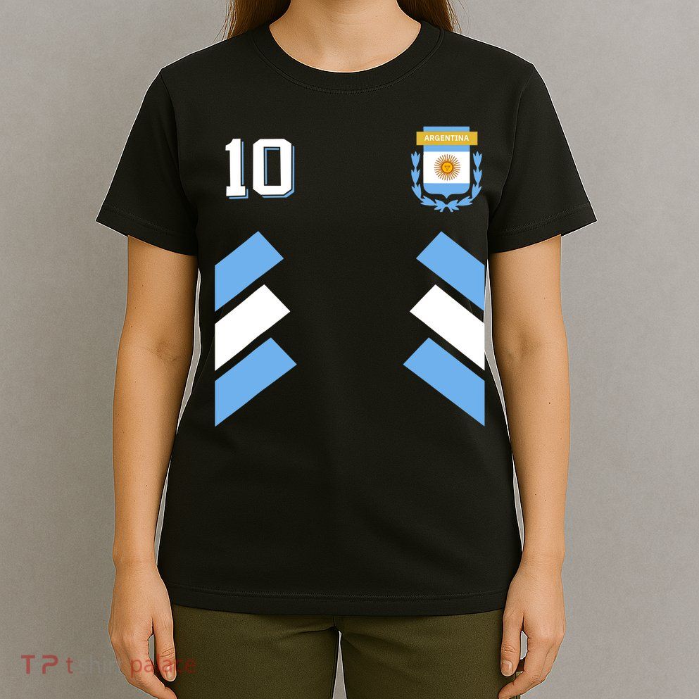 Retro10 Argentina Football Argentinian Soccer Argentina Flag T-Shirt