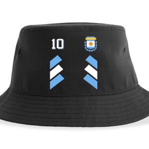 Retro10 Argentina Football Argentinian Soccer Argentina Flag Sustainable Bucket Hat