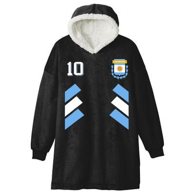Retro10 Argentina Football Argentinian Soccer Argentina Flag Hooded Wearable Blanket
