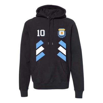 Retro10 Argentina Football Argentinian Soccer Argentina Flag Premium Hoodie