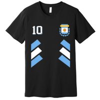 Retro10 Argentina Football Argentinian Soccer Argentina Flag Premium T-Shirt