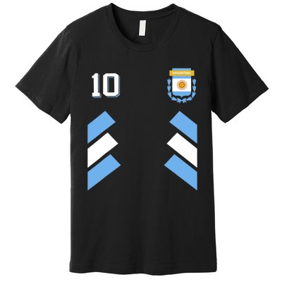 Retro10 Argentina Football Argentinian Soccer Argentina Flag Premium T-Shirt