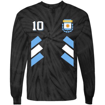 Retro10 Argentina Football Argentinian Soccer Argentina Flag Tie-Dye Long Sleeve Shirt