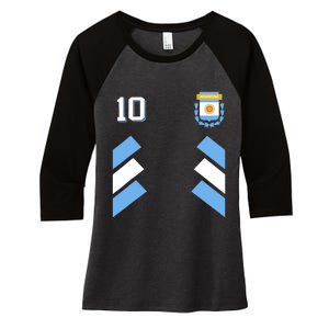 Retro10 Argentina Football Argentinian Soccer Argentina Flag Women's Tri-Blend 3/4-Sleeve Raglan Shirt