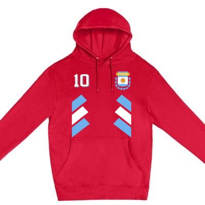 Retro10 Argentina Football Argentinian Soccer Argentina Flag Premium Pullover Hoodie