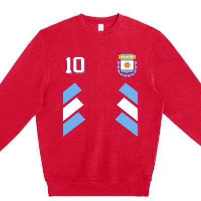 Retro10 Argentina Football Argentinian Soccer Argentina Flag Premium Crewneck Sweatshirt