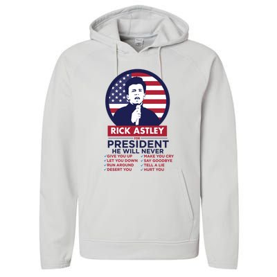 Rick Astley For President Performance Fleece Hoodie